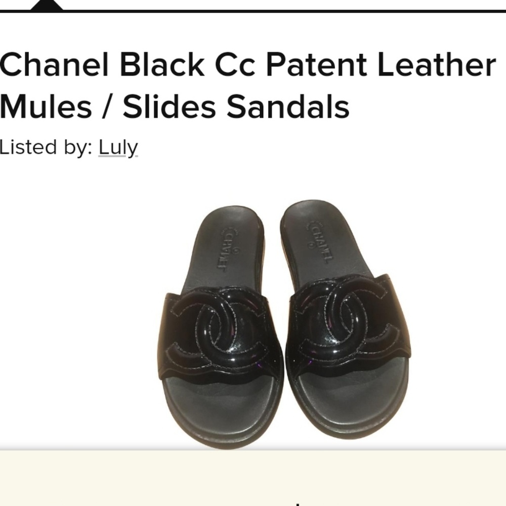 Chanel Black CC Patent Leather Mules/ Sandles - Picture 3 of 3